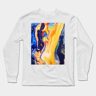 Desert Night Cold Dusk Abstract Fluid Art Strokes Long Sleeve T-Shirt